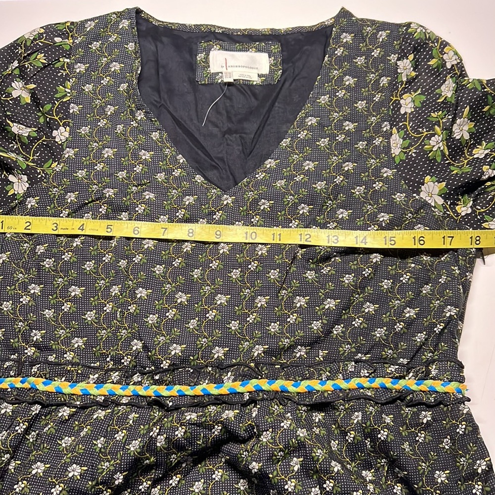 Anthropologie Karoline Tiered Maxi Boho Dress Floral Black Womens 10 - Picture 4 of 8